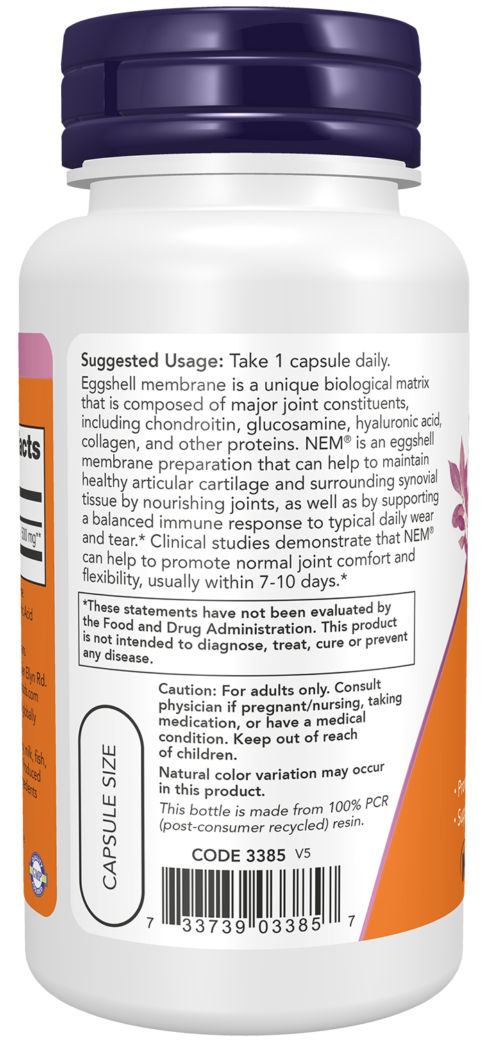 NOW Foods Eggshell Membrane 500 mg 60 Capsules - Image 2