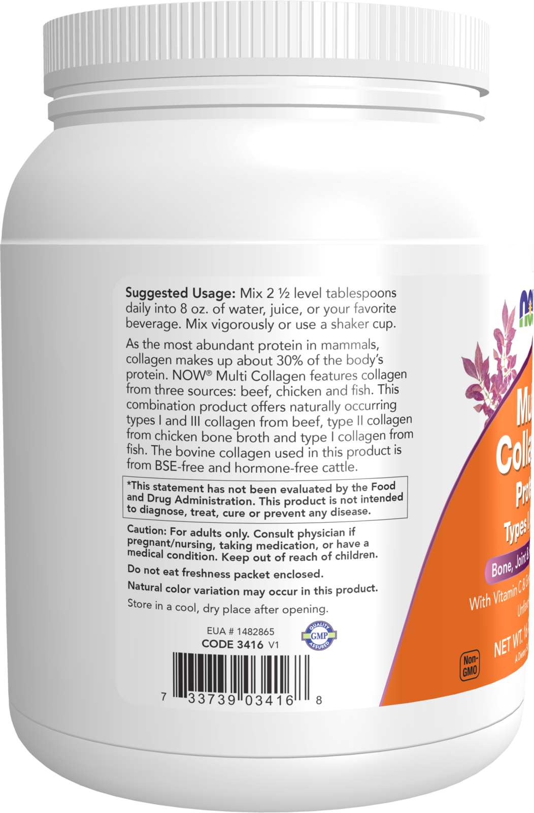 NOW Foods Multi Collagen Protein Types I, II & III Powder - Image 2