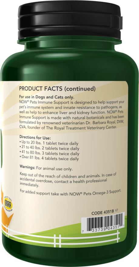 NOW Foods Immune Support 90 Chewable Tablets for Dogs & Cats - Image 2
